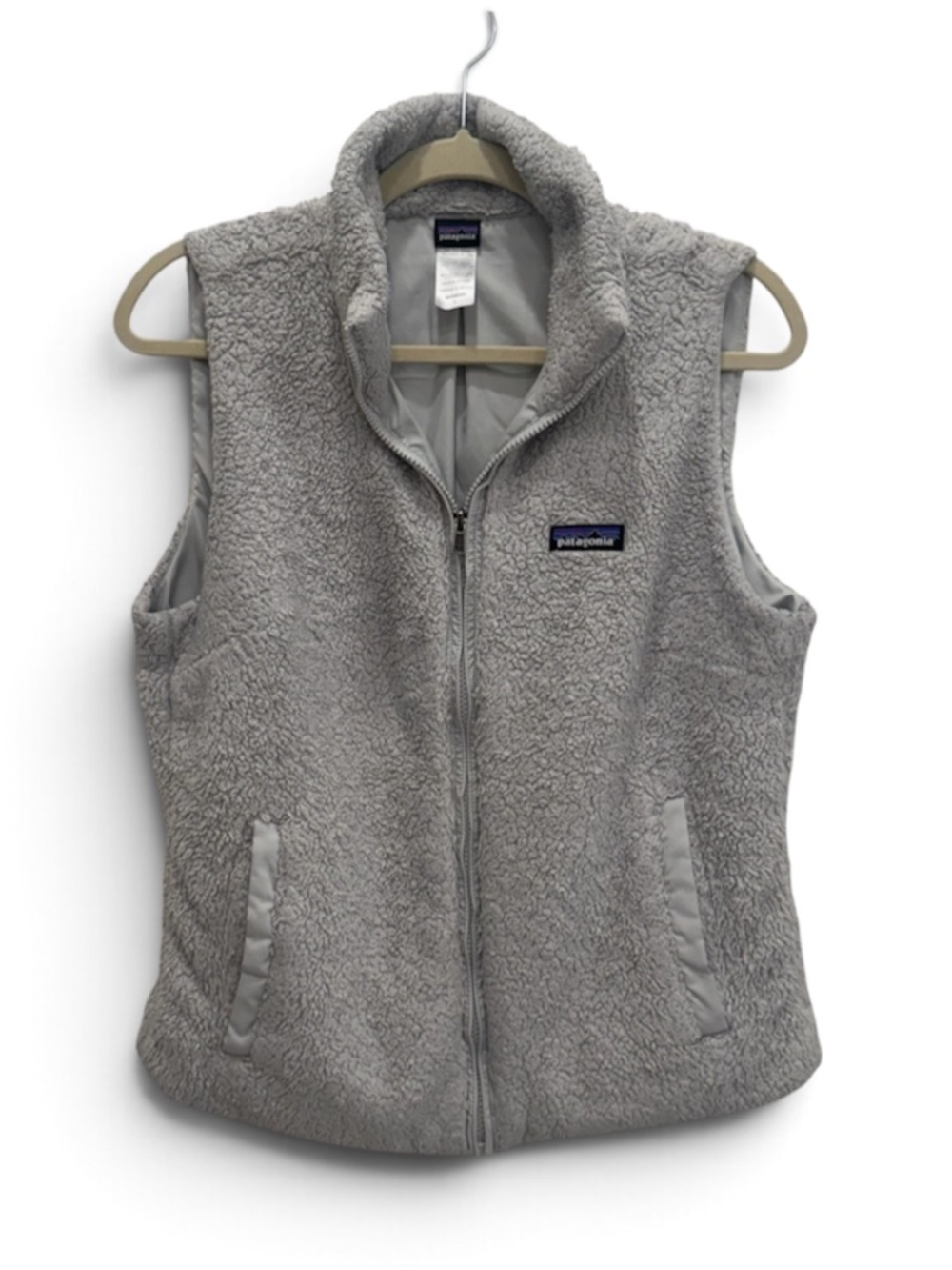 Patagonia Los Gatos Women’s Gray Fleece Full Zip Vest Pockets Size L